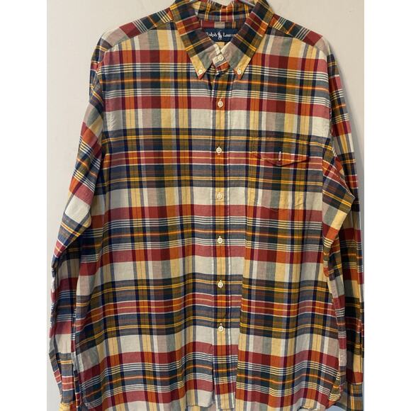 Ralph Lauren Other - Ralph Lauren Men's Red Blue Multicolor Pocket Lightweight L/S Shirt Size XL